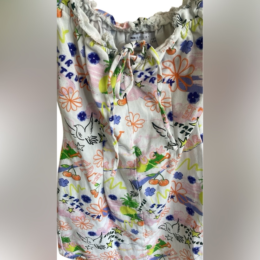 ASOS Design 90s Style Bright Peace Print
Square Neck Twill Mini Dress - Picture 5 of 7